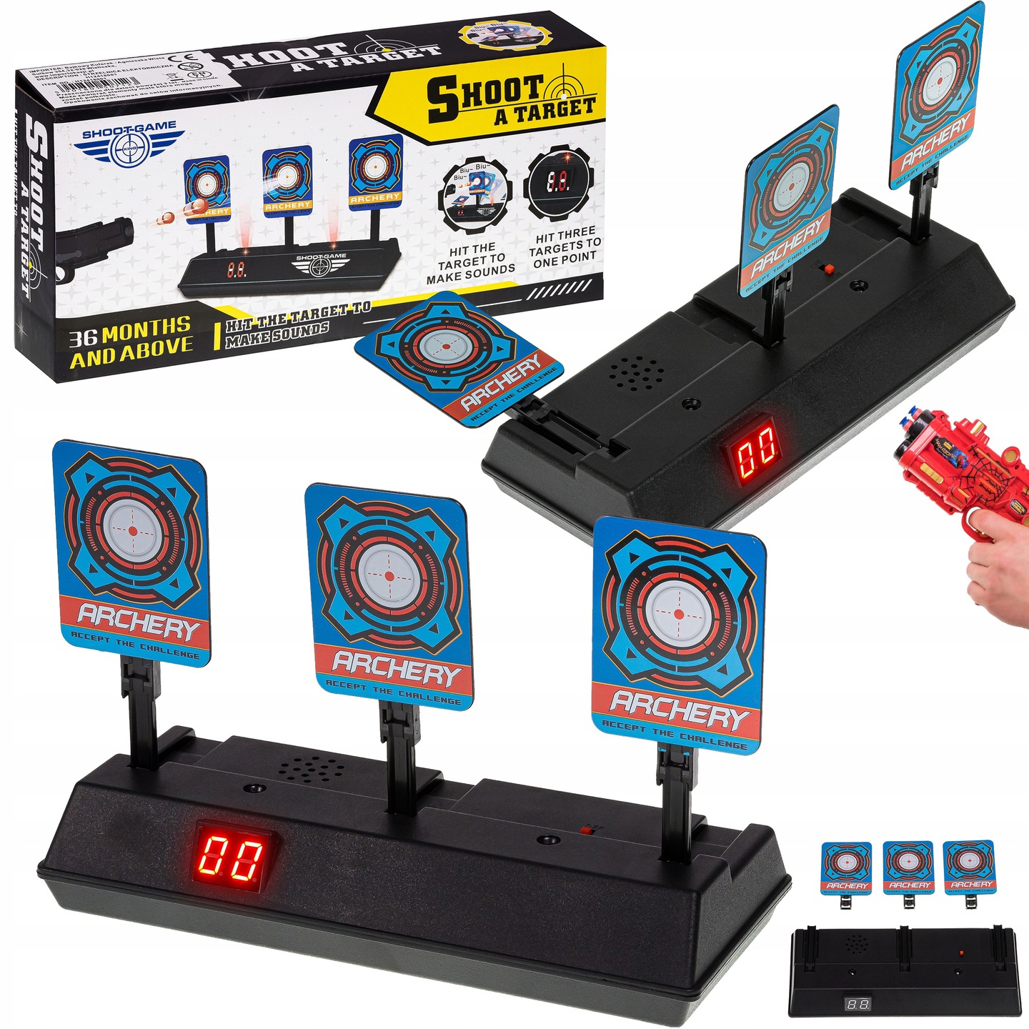 TARCZA ELEKTRONICZNA 3 CELE DO NERF STRZELNICA Marka inna