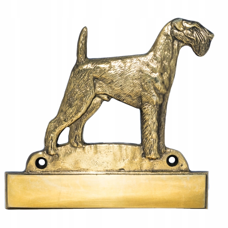 Airedale Terrier mosadzná tabuľa na dvere so psom, gravírovaný štítok