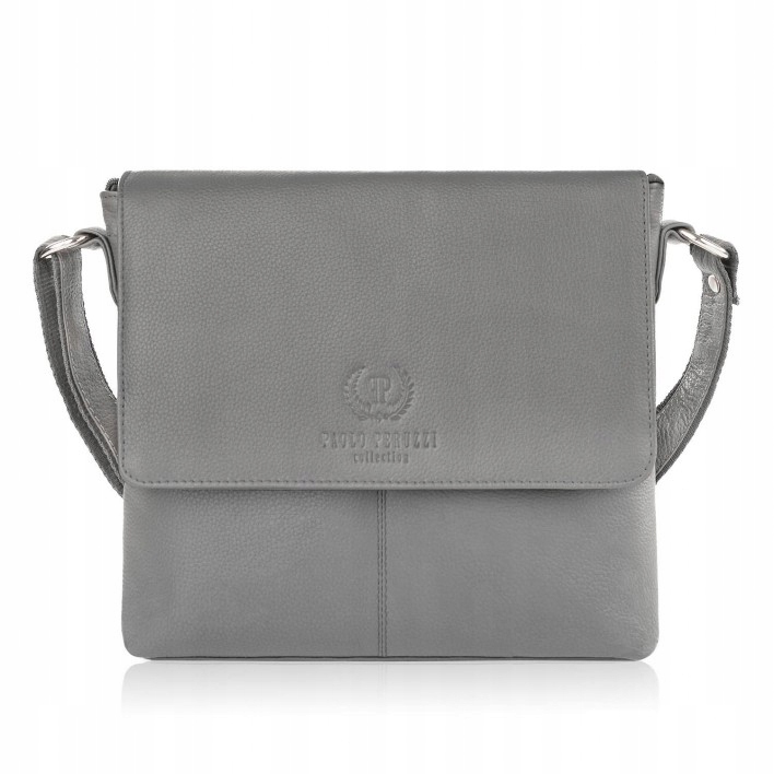 Torebka damska skórzana na ramię szara mała listonoszka Paolo Peruzzi