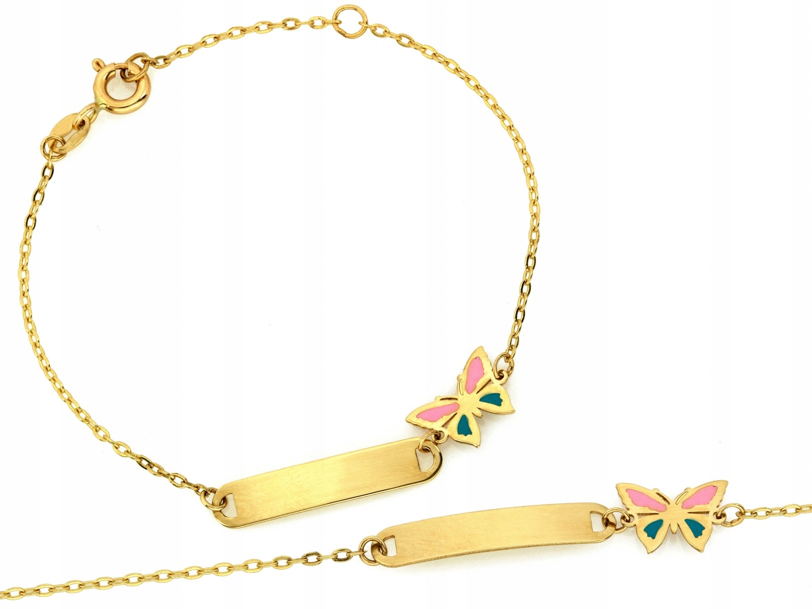 Zlatý náramek 585 pro dítě s plechem 0.96 g Motýlci Emalia r14