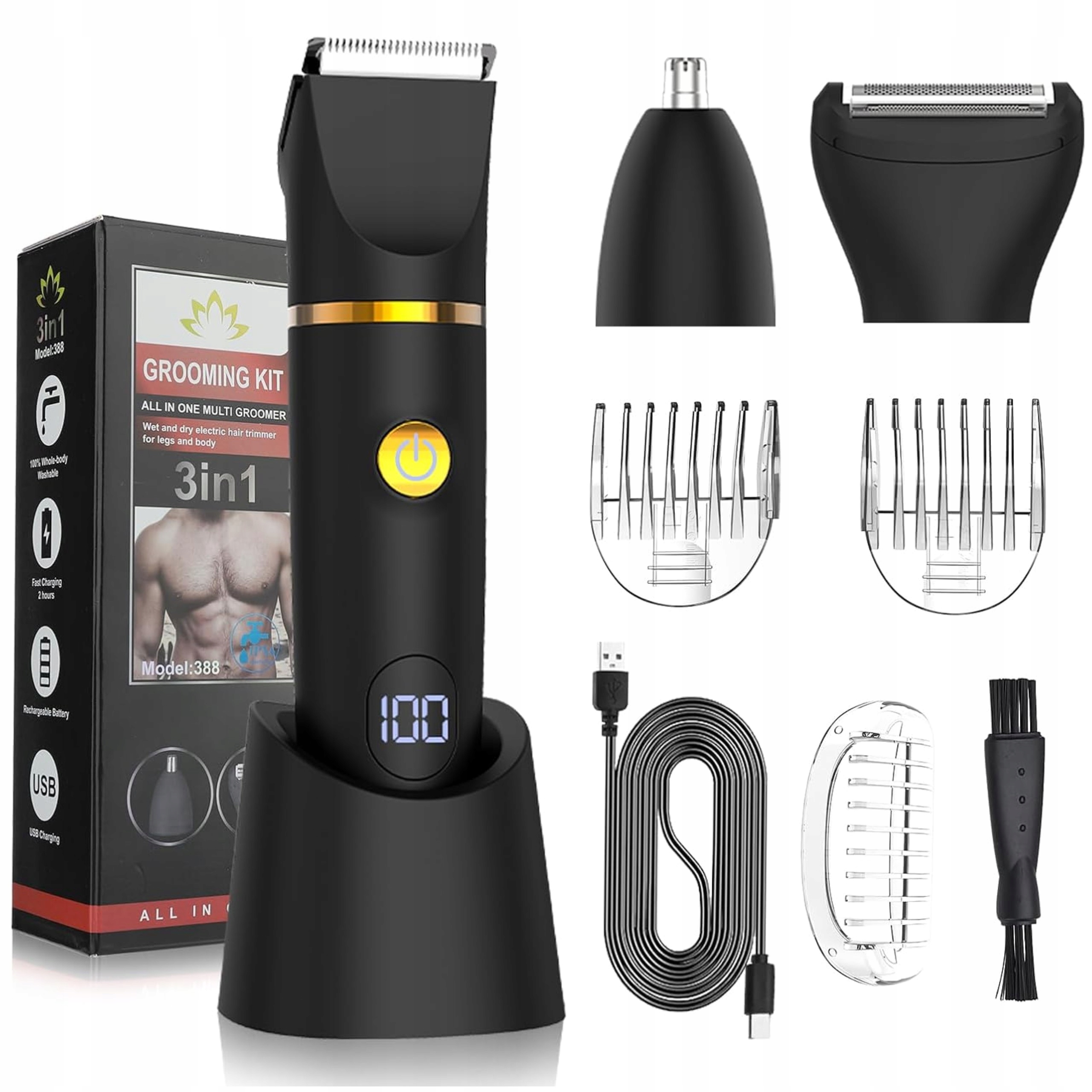 Golarka Męska Elektryczna Maszynka Do Golenia Brody Zarostu Ciała Trymer