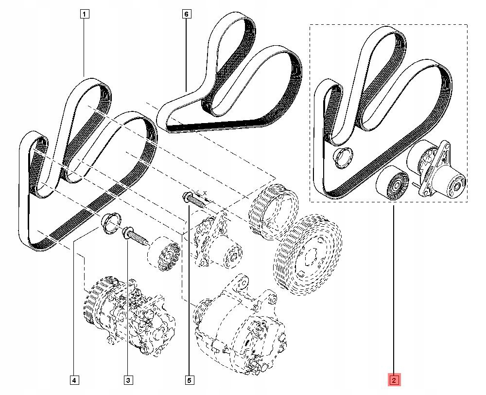 Zzestaw paska napinacz TRAFIC III ESPACE TALISMAN MEGANE VIVARO B 1.6 dci Stan opakowania oryginalne