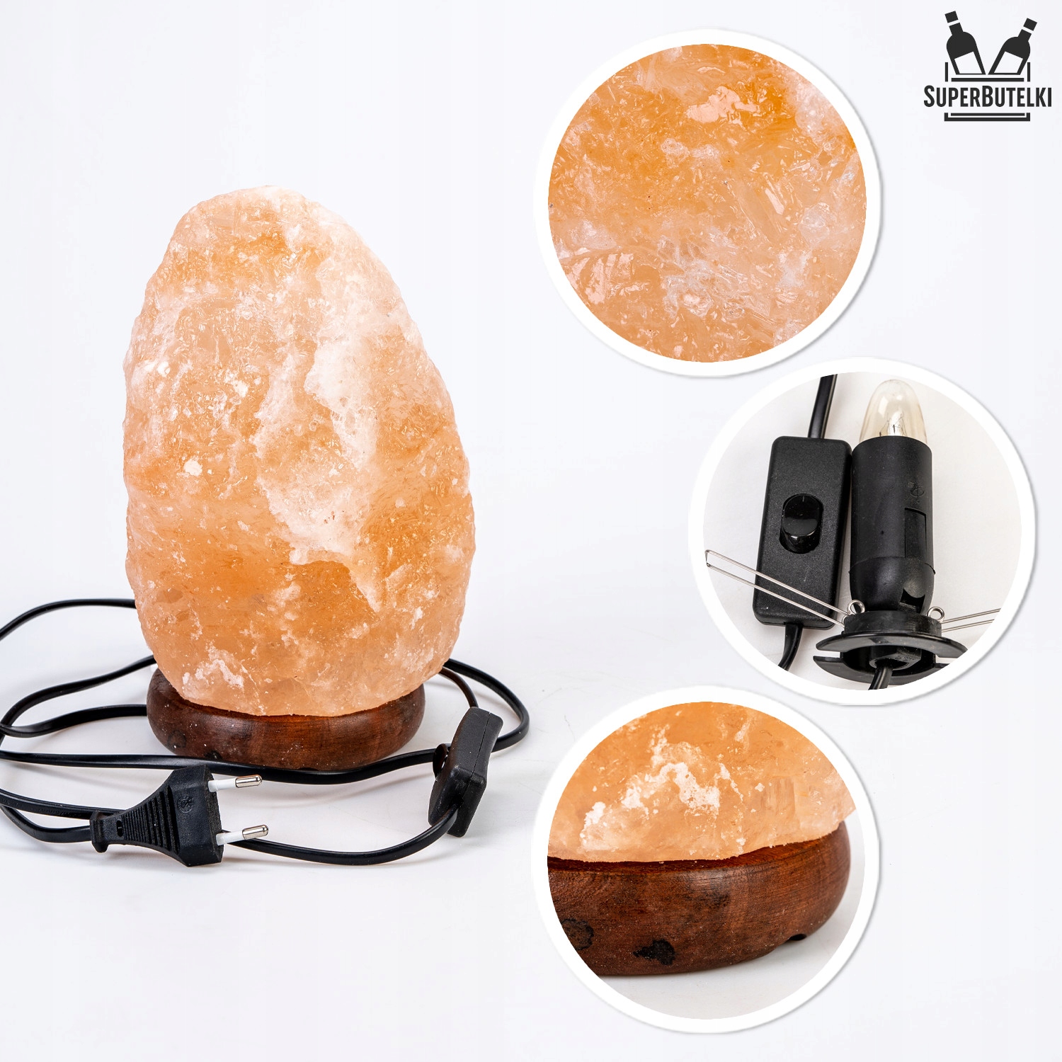 LAMPA SOLNA 3-5 KG JONIZATOR SÓL HIMALAJSKA NOCNA DO BIURA WYSTRÓJ ŚWIATŁO Długość/wysokość 20 cm