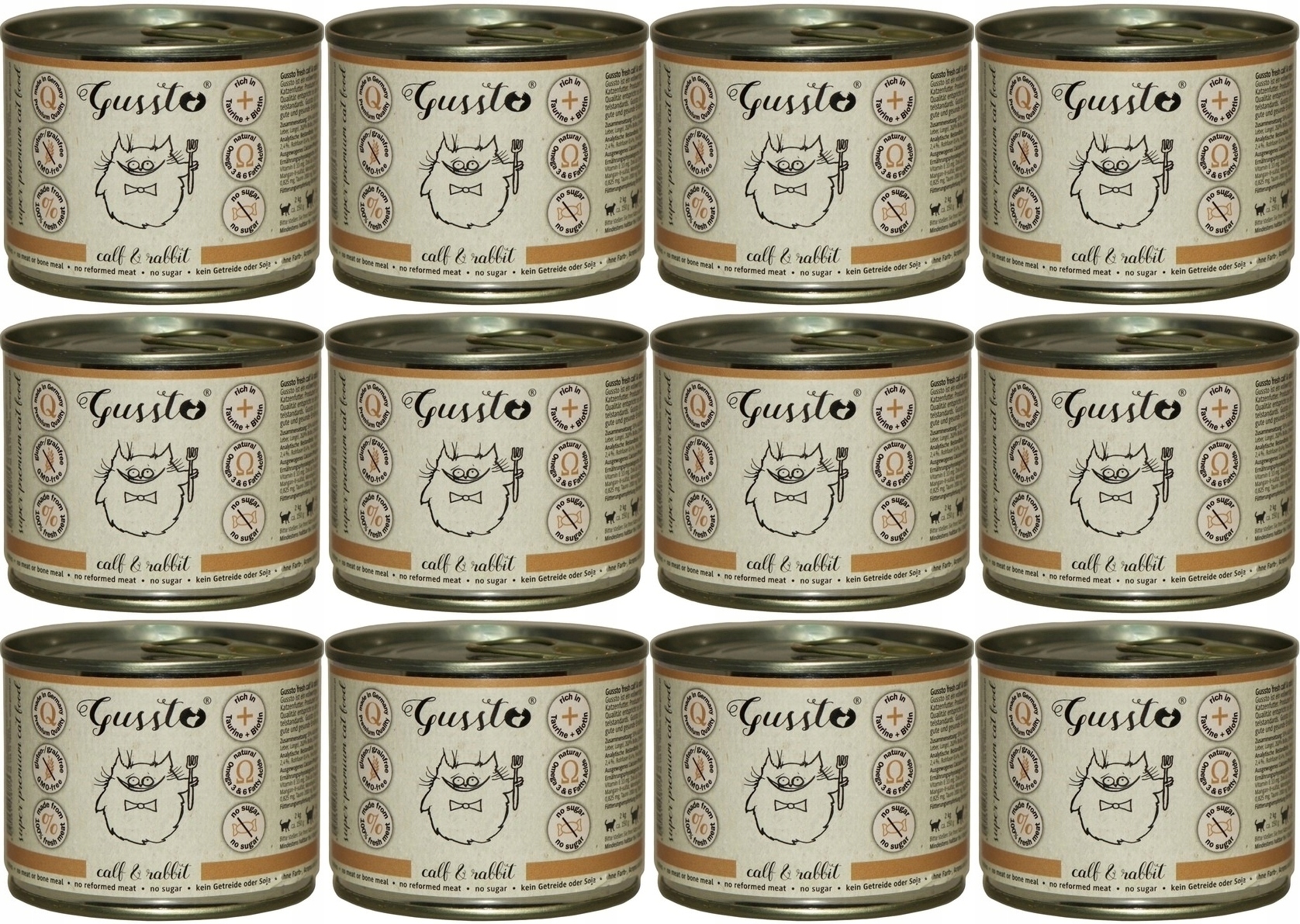 Levně Gussto Cat Fresh Telecí & Králík 12 x 200 g