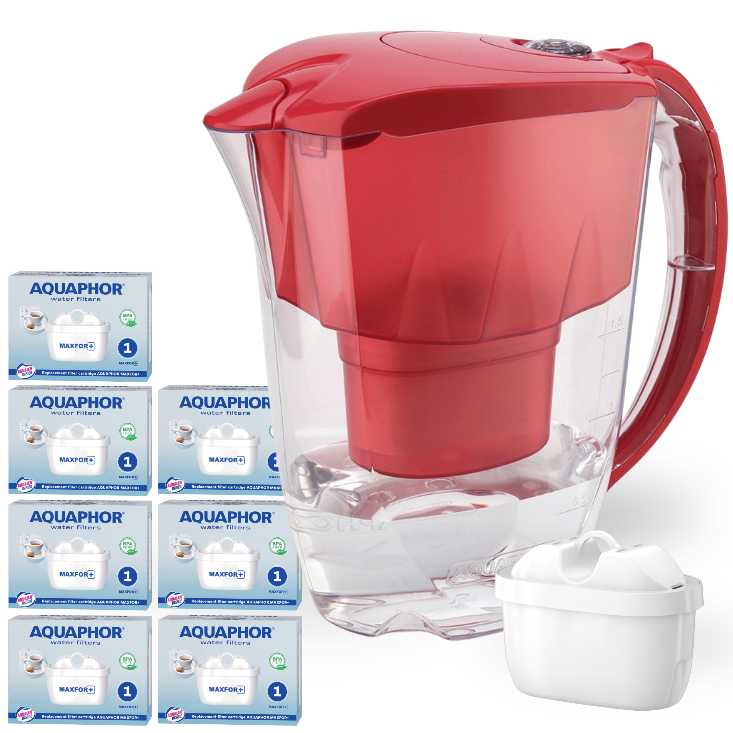 Filtrační Konvice Aquaphor Jasper červená 2,8 l 7 vložek B25 Maxfor+