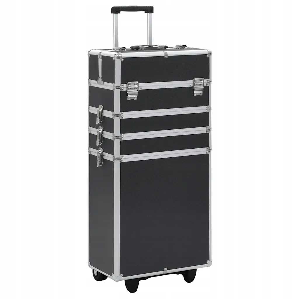 vidaXL Vozík na make-upové doplňky, hliníkový, černý