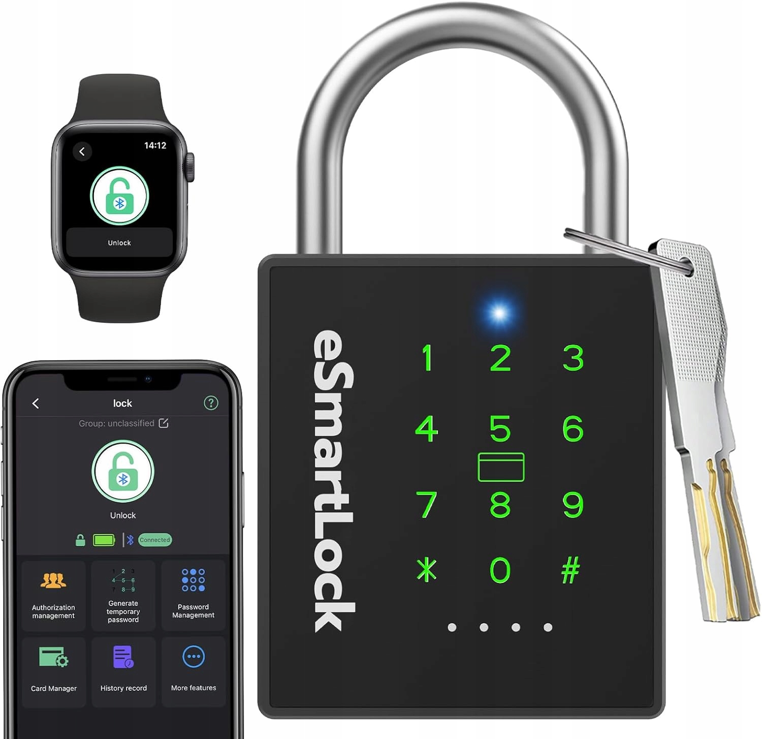 Vonkajší Číselný Kódový Zámok Nfc Rfid 4V1, Vodotesný, Batériový