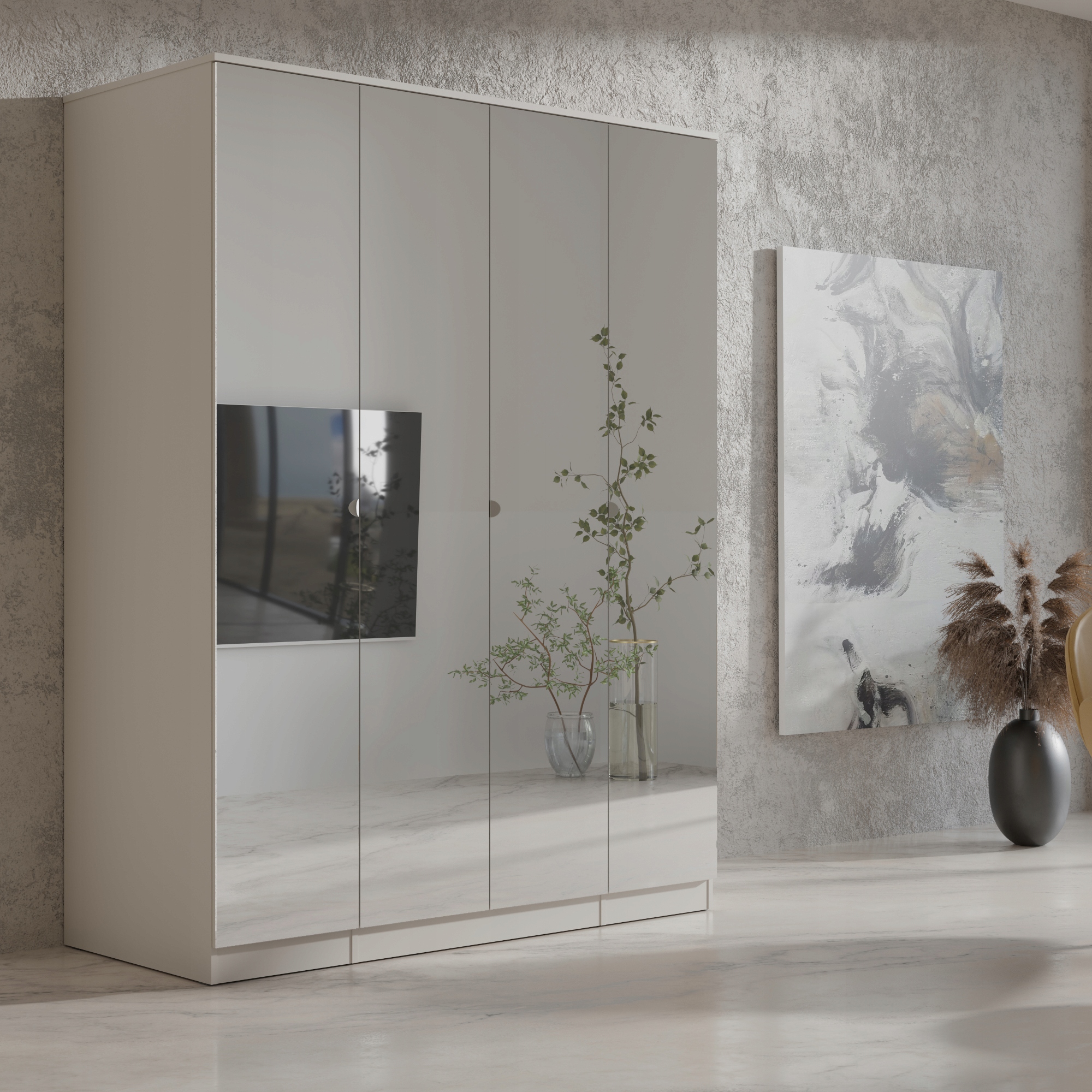 Szafa uchylna z lustrem Monza 4D 160 Kaszmir