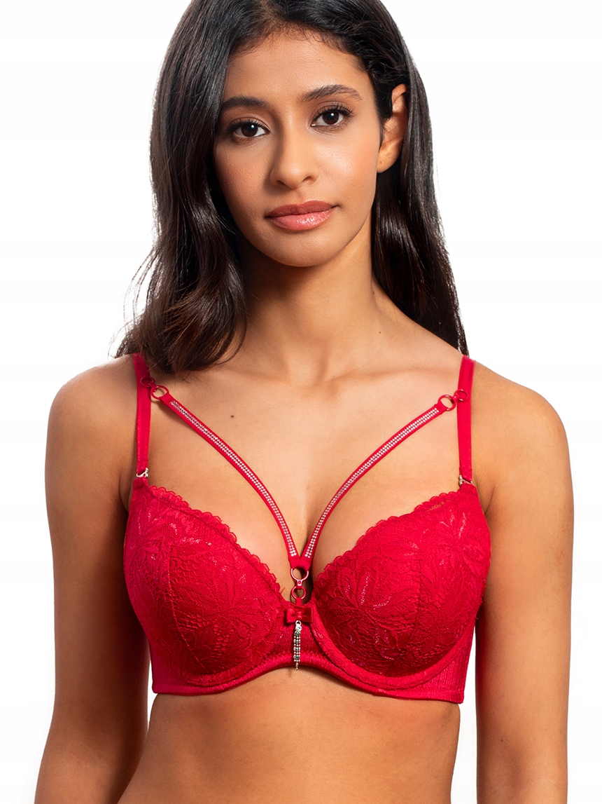 Agio Podprsenka 80C DB-9325 Push-up s ozdobnými proužky Červená