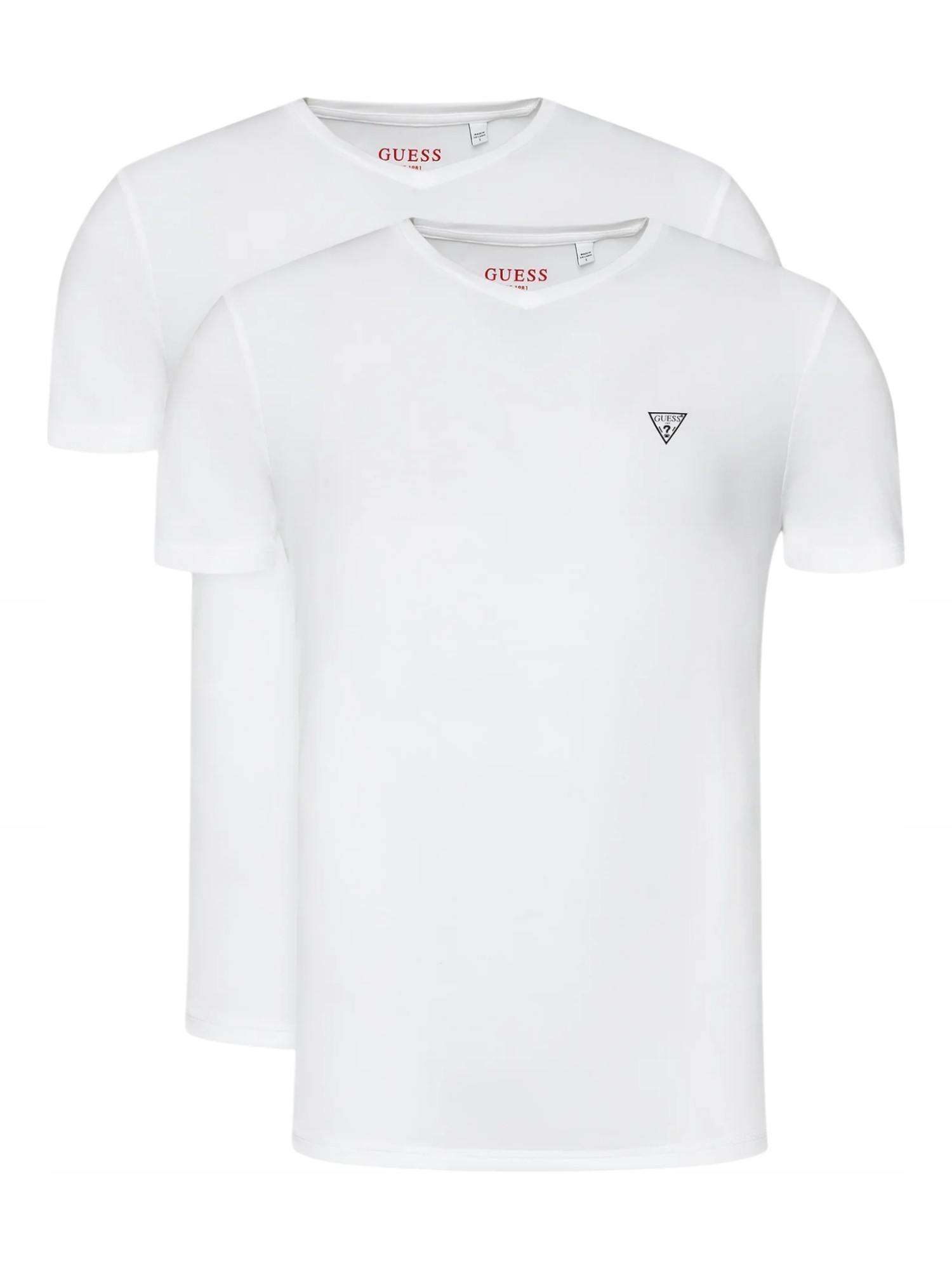 Guess Pánské Tričko Caleb Hero V Neck 2 Pack Bílé r.XXL