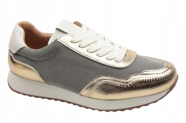 Polobotky Dámské tenisky LR51-847 37 Zlaté Měkké kožené Dobrá cena