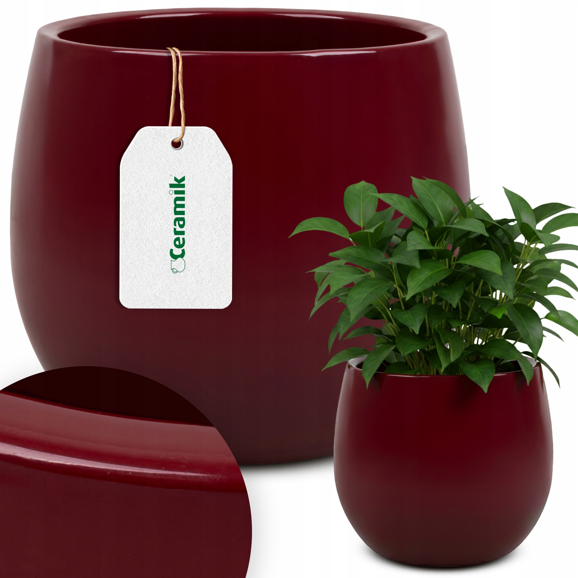 OSŁONKA DONICA DONICZKA CERAMICZNA DO ROŚLIN KWIATÓW BURGUND POŁYSK 11,5CM