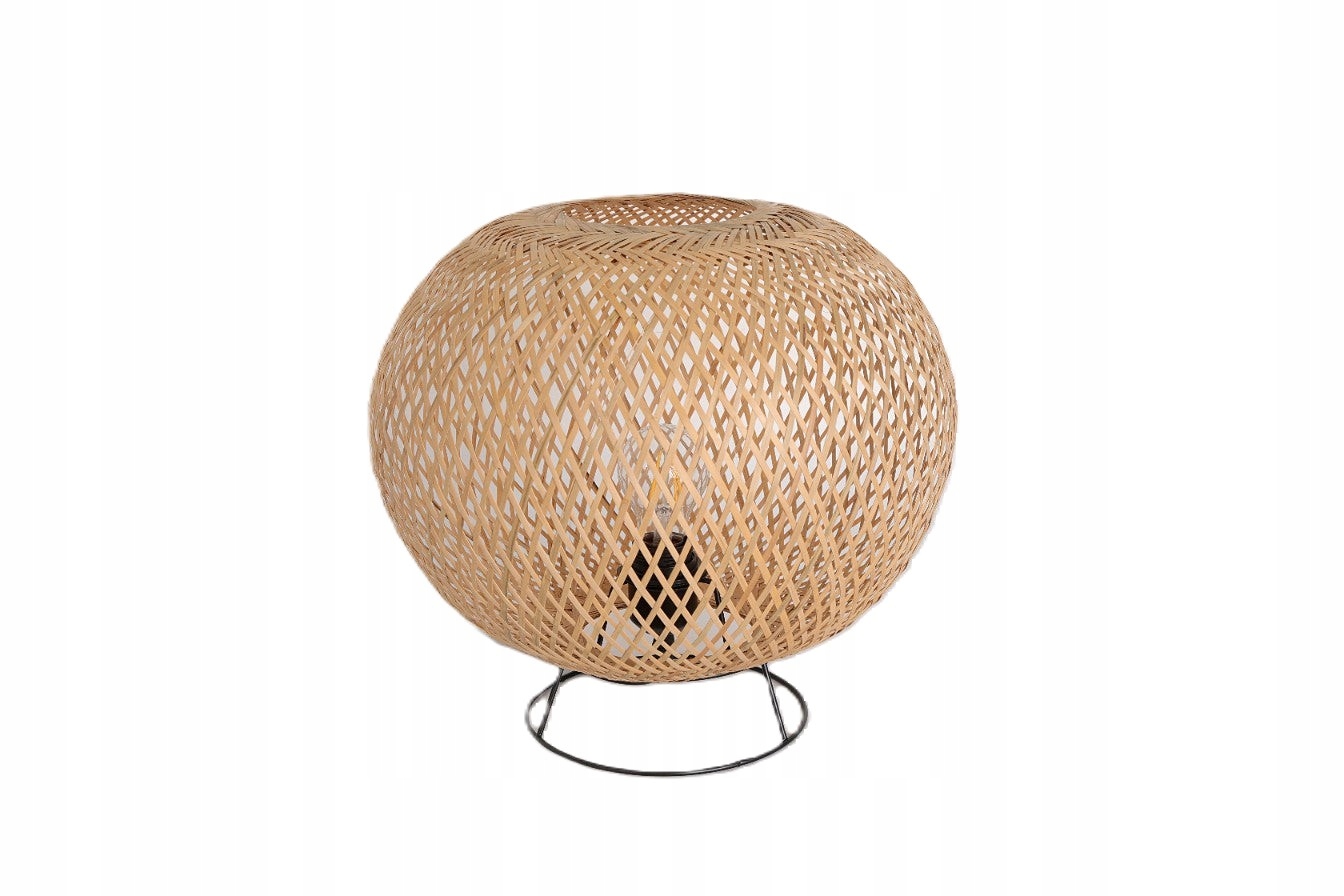 Dekoračná stolová lampa v štýle Boho, prírodné bambusové Tienidlo na E27
