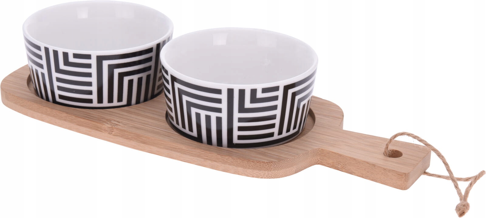 

Zestaw do przekąsek 2 miseczki porcelanowe na tacy