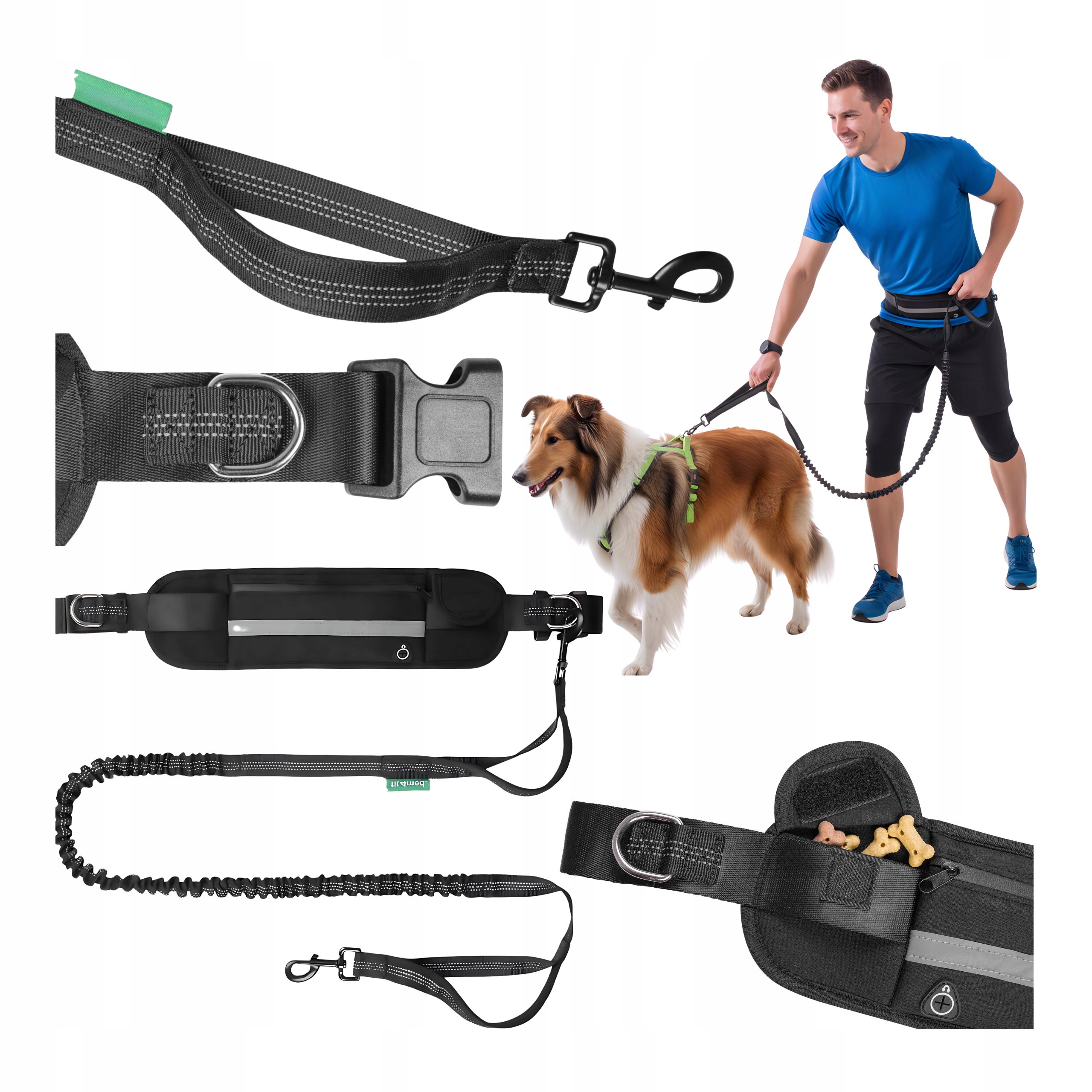 Levně Vodítko pro psa Flexi Silný bederní pás pro běh Elastický tlumič