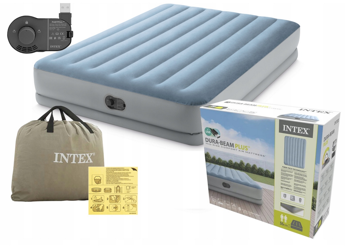 Matrace Pro Dvě Osoby S Vestavěnou Pumpičkou 152x203x36 cm Intex 64159 Usb