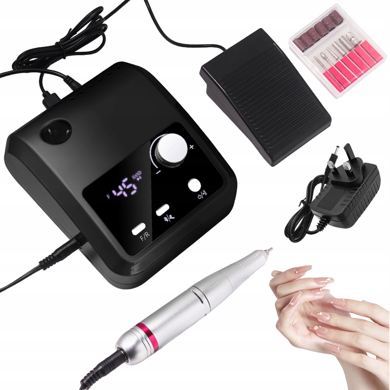 Elektrická Bruska Bruska Na Nehty 45000 Rpm Profesionální Černá