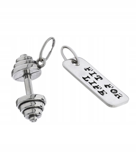 Stříbrné přívěsky na řetízek na činku Fit For Life