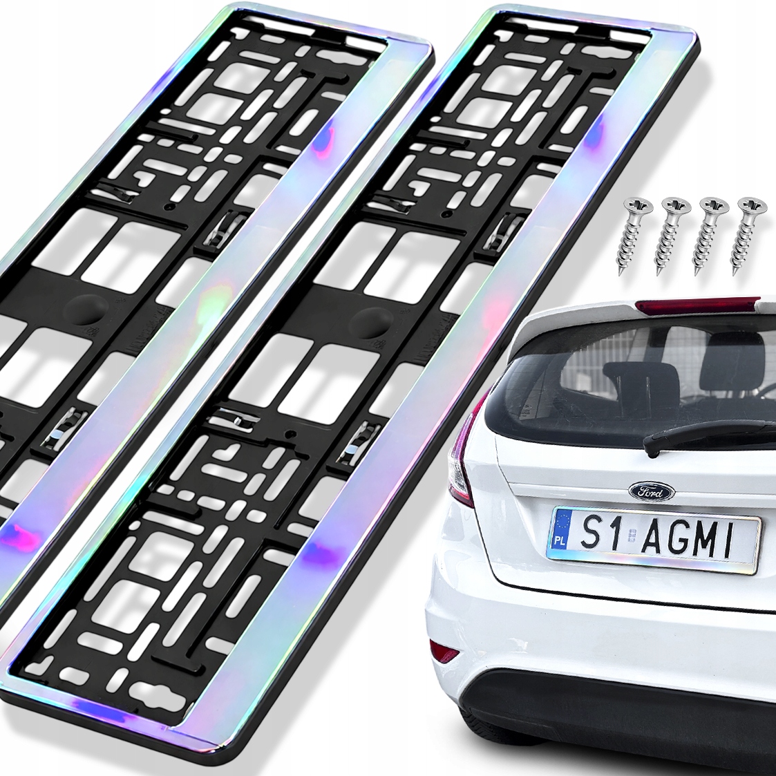 2X Ramka Ramki Pod Tablice Rejestracyjne Do Tablicy Chrom Kameleon