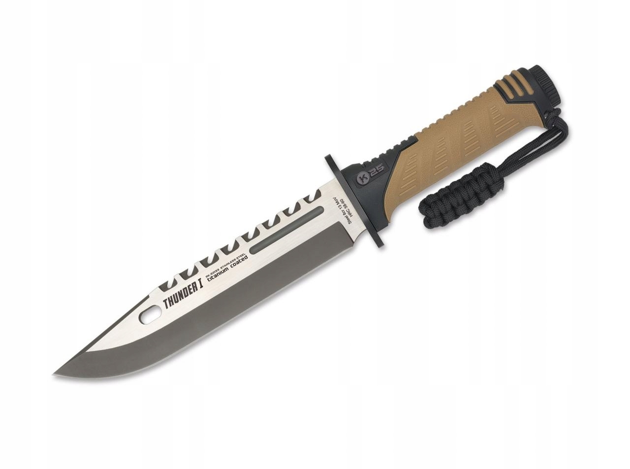 Nóż survivalowy K25 Thunder I 32018 20 cm 8Cr13MoV powłoka tytanowa