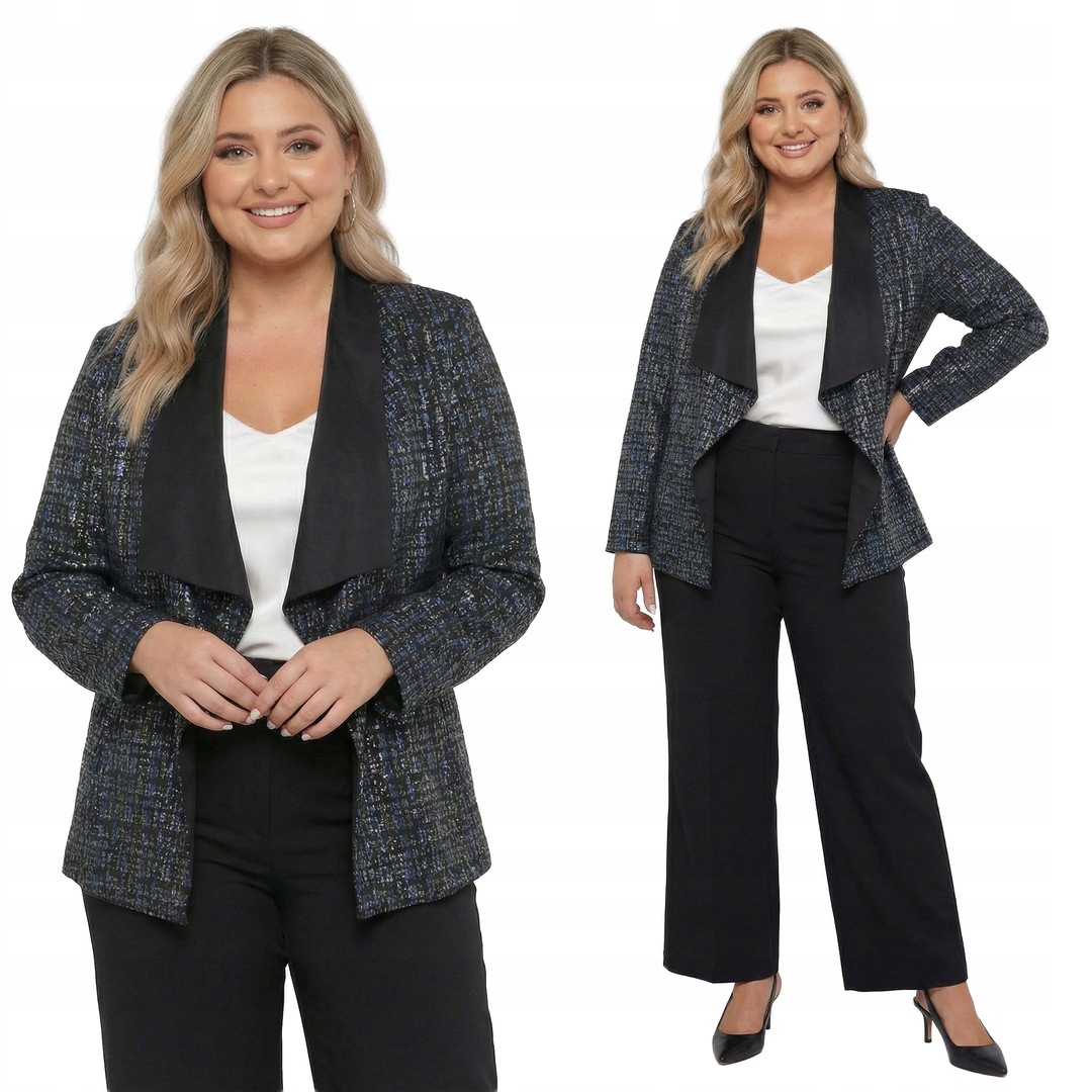 Kurtka z kołnierzem we wzór plus size rozmiar 52