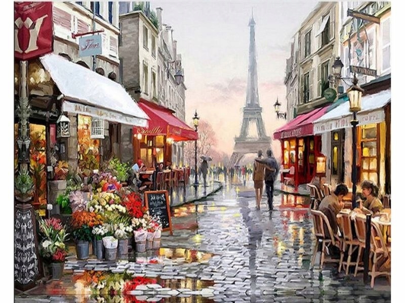 OBRAZ na PREZENT MALOWANIE na prezent RAMA PARYŻ PARIS 50x40cm PARYSKA ULIC