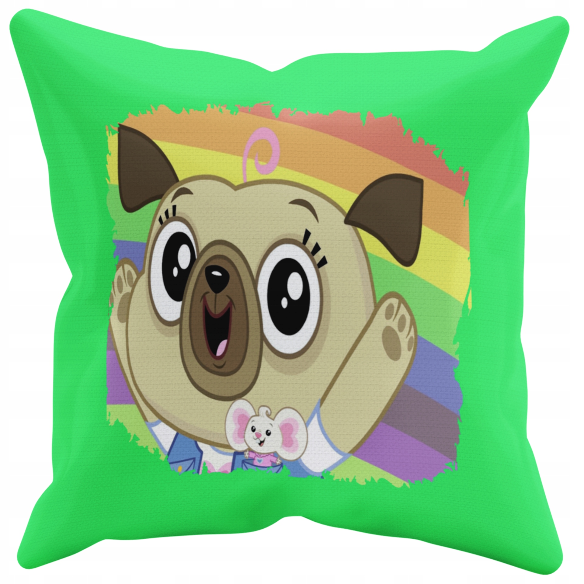 POSZEWKA NA PODUSZKĘ JAŚKA DO PRZEDSZKOLA FRYTKA KARTOFELCIA + IMIĘ GRATIS Kolor dominujący odcienie zieleni