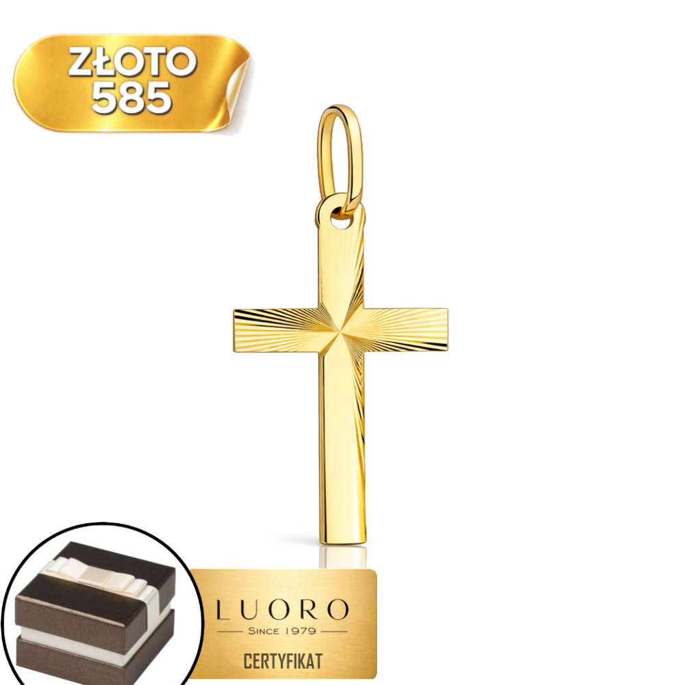 Zlatý Diamantový Křížek 585 14K Žlutý 2,7 CM Elegantní Dárek