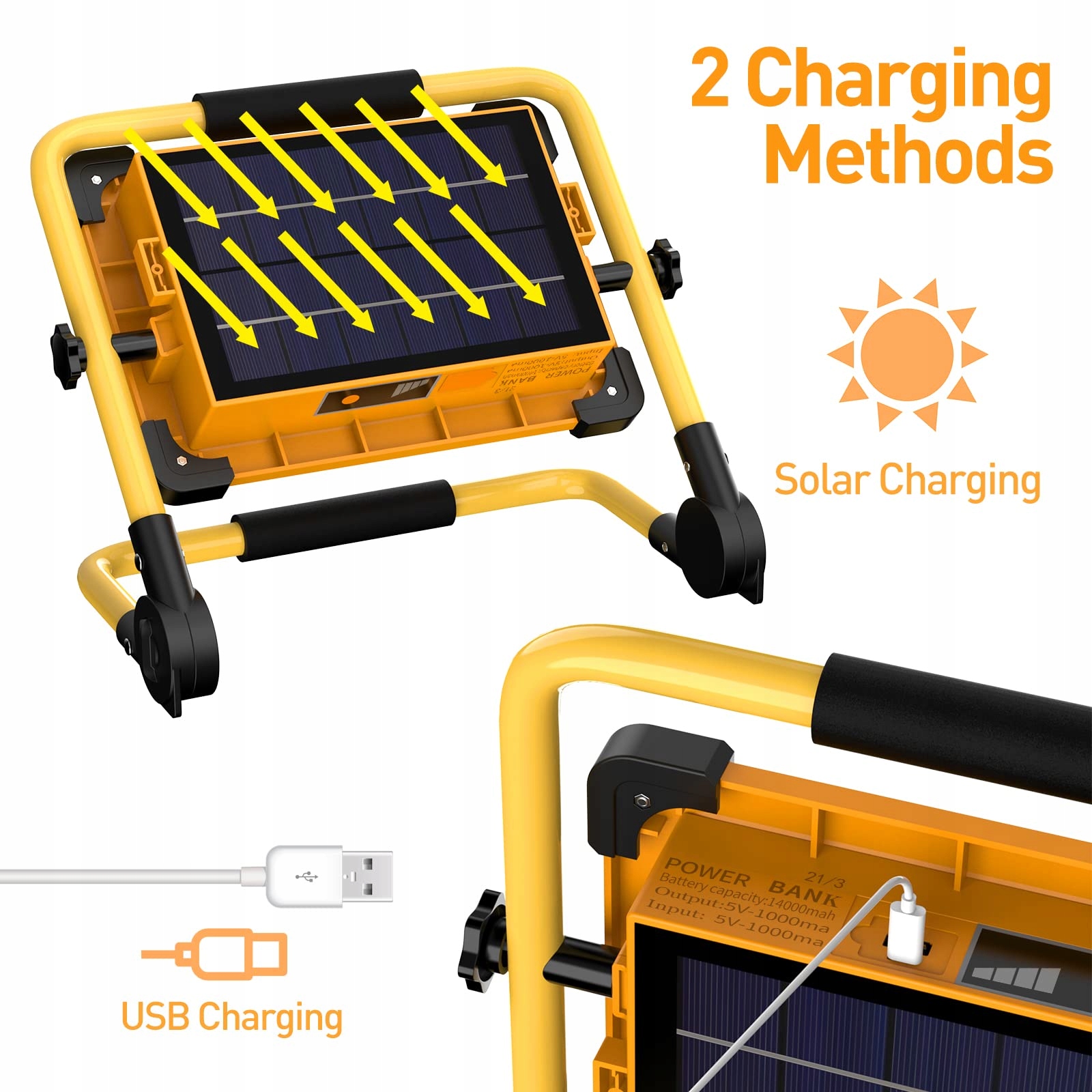 SOLAR LED Lampa Robocza Akumulatorowa 120 LED USB 4 Tryby Wodoodporna — miniatura 3