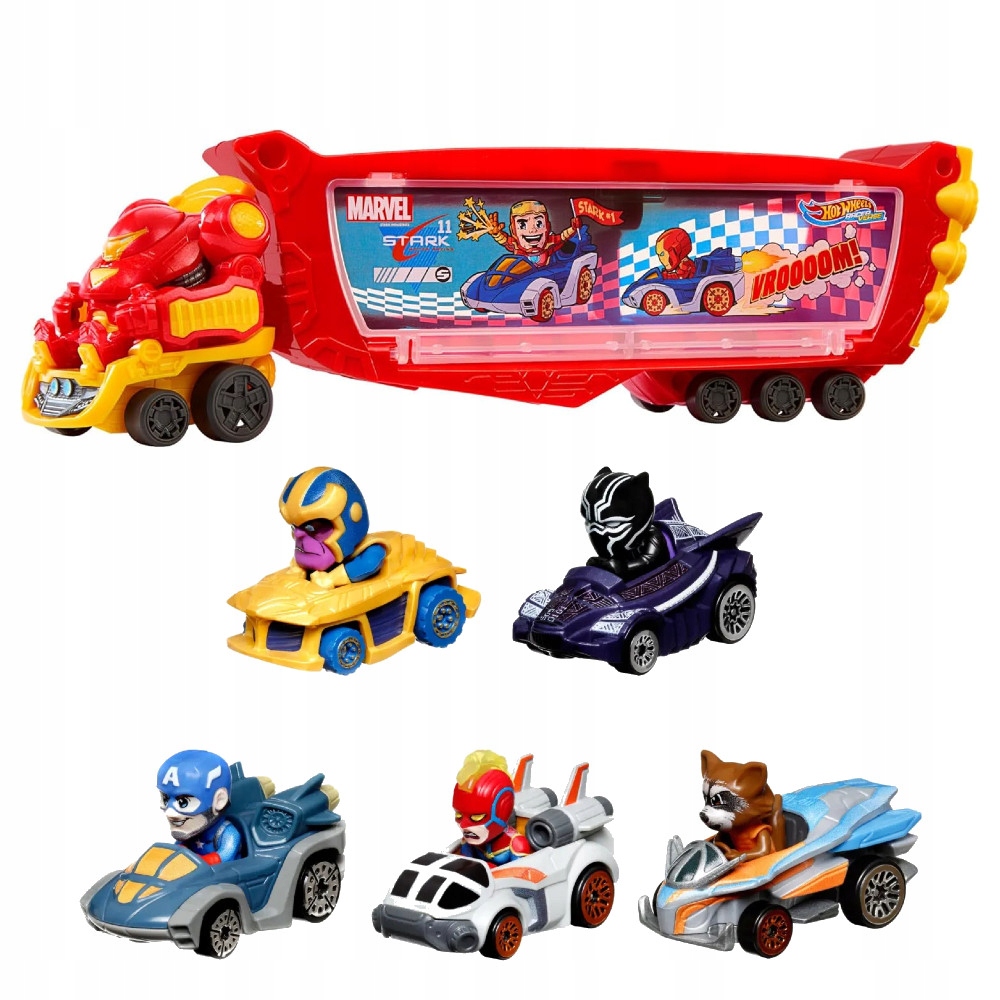 Hot Wheels Racerverse Transporter Pojazd Hulkbuster 5 Autek Marvel