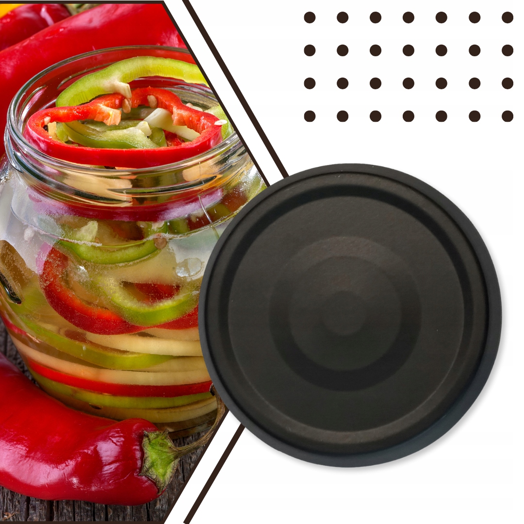 Zakrętki do słoików Nakrętki Wieczka CZARNE MATOWE FI 63mm 4z 10 SZT. KLIK Kod producenta 5907446761289