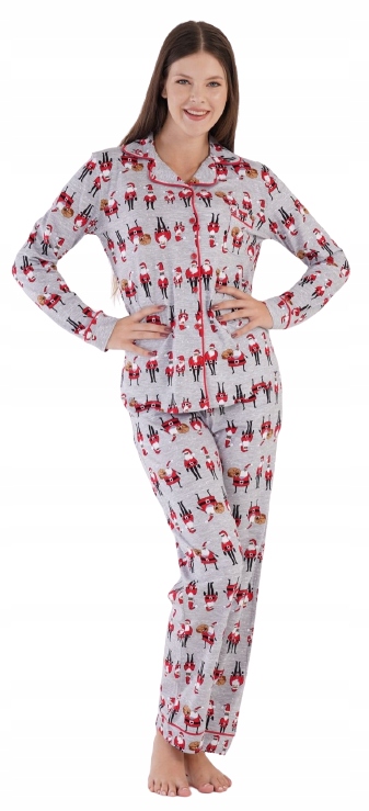 Vtipné Vánoční Pyžamo Mikuláše Rozepínací Horní Část 100% Bavlna M