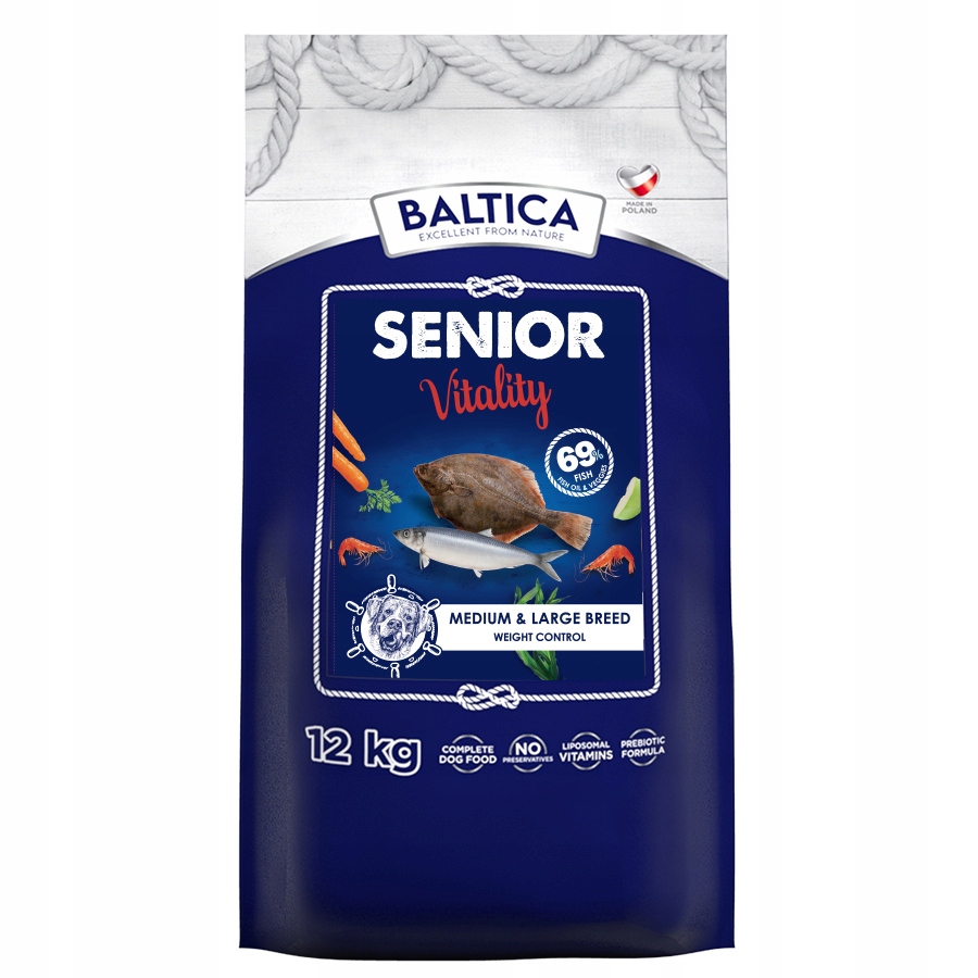 Baltica Senior Vitality M/L12kg Hipoalergiczna Sucha Karma Z Rybą Dla Psów