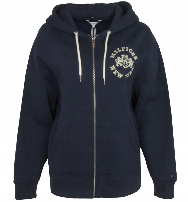 Tommy Hilfiger mikina, rozepínací, tmavě modrá, oversize, L