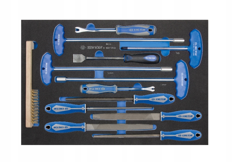 Zestaw Narzędzi Szczotka Druciana Klucze Nasadowe Pilniki King Tony 9-90413