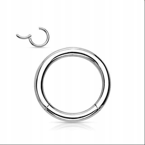 Tytanowy kolczyk kółko CLICKER srebrne - 1,2/8