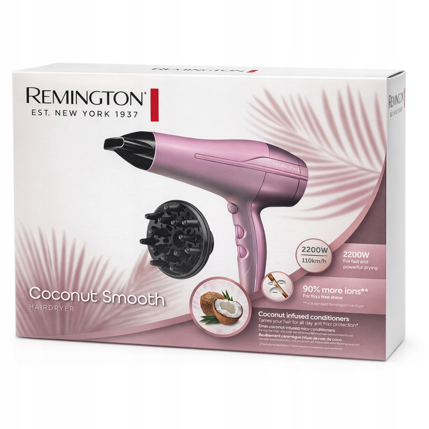 Suszarka Do Włosów Remington Coconut Smooth D5901 2200W Różowa