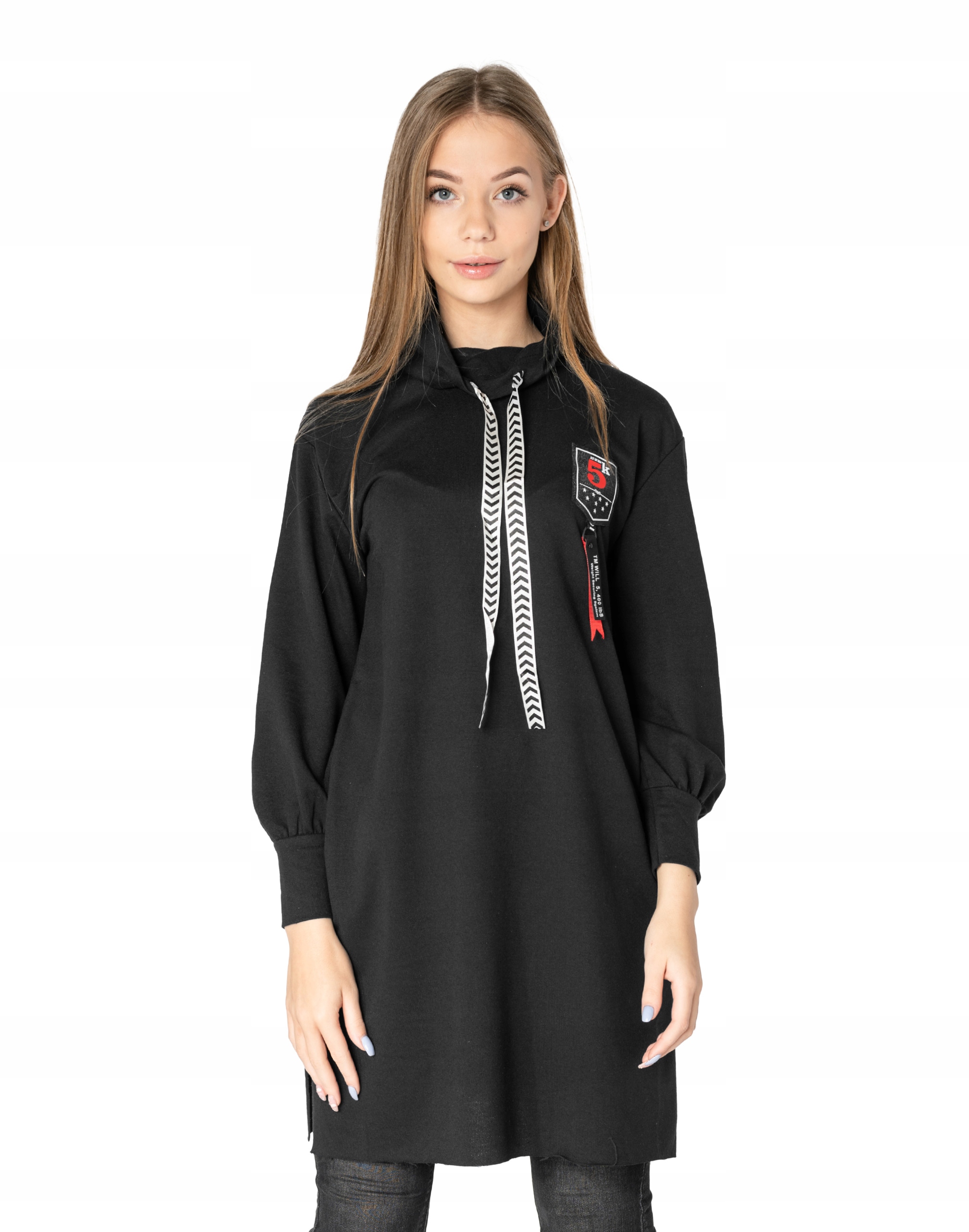

Długa Tunika Sukienka Damska z Golfem 11856-03 r L