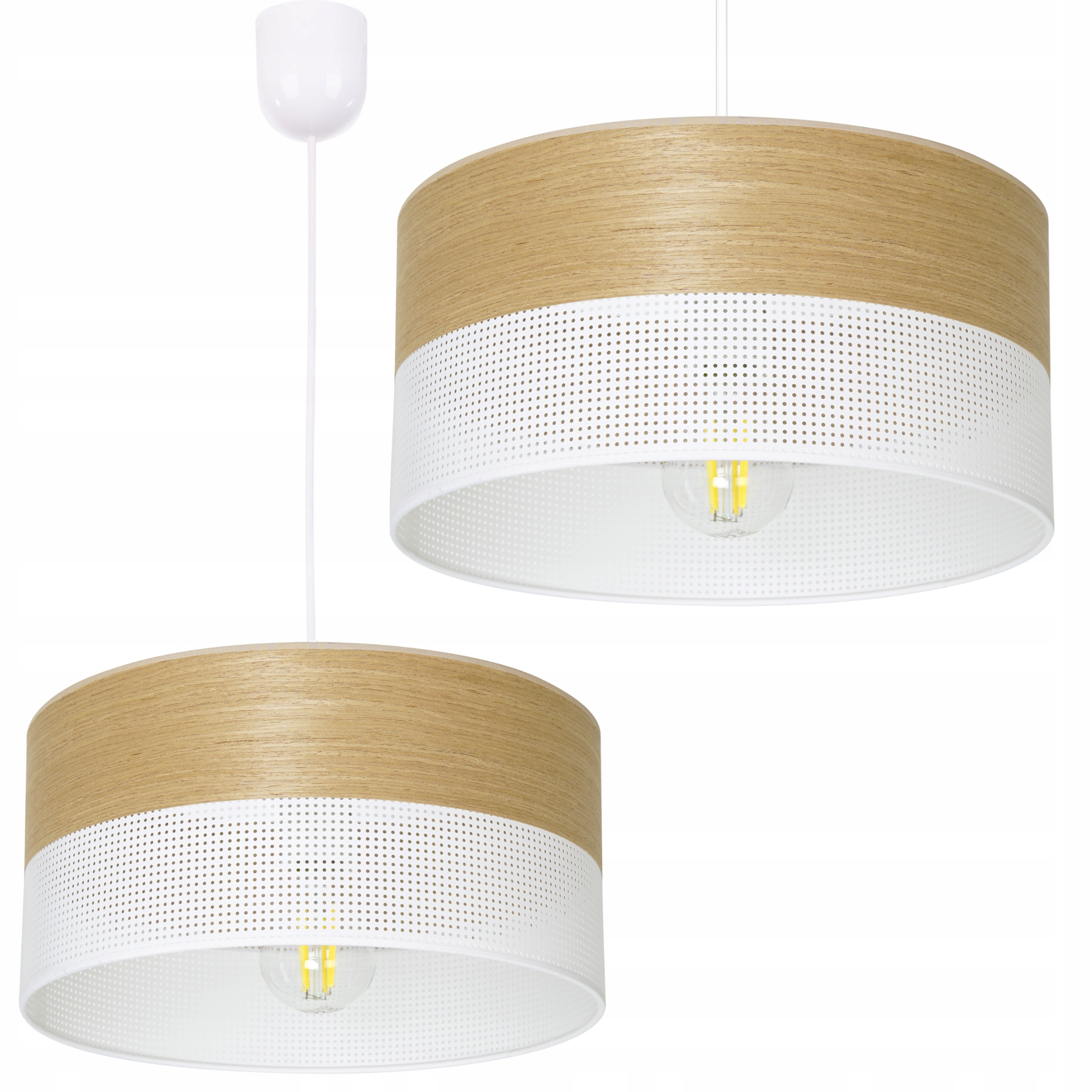 Závěsná Lampa Lustr Stínidlo S Dírkami Dřevo 30 CM E27 Led Moderní