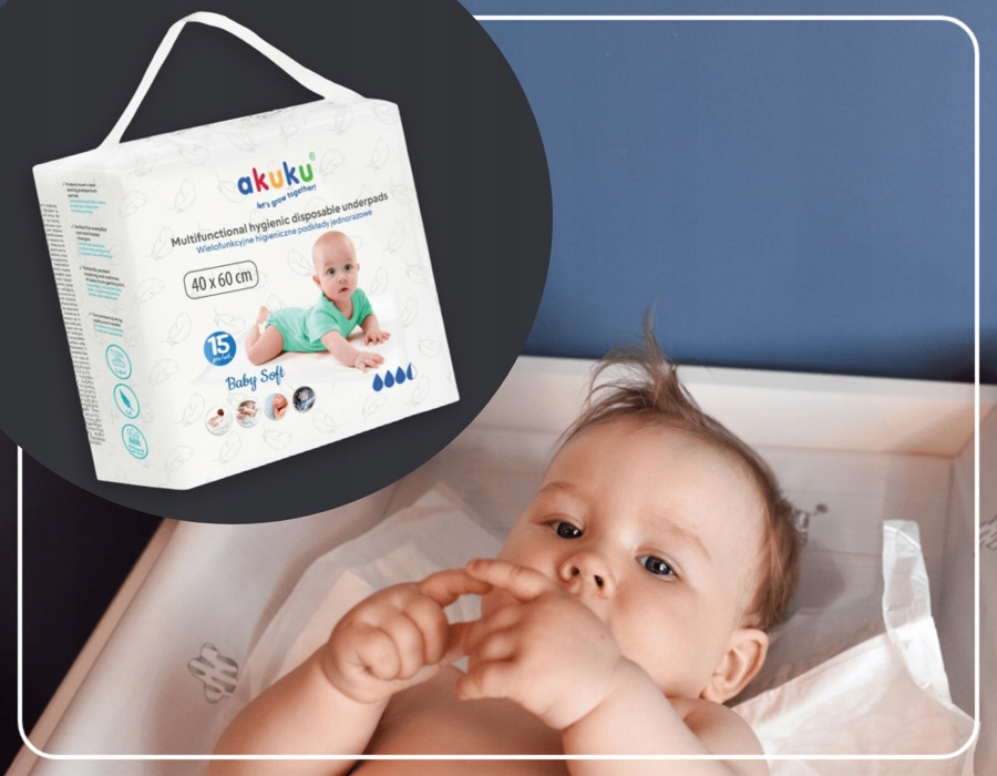 PODKŁAD JEDNORAZOWY NA PRZEWIJAK PODKŁADY HIGIENICZNE AKUKU 2PAK 30 SZT Szerokość produktu 40 cm