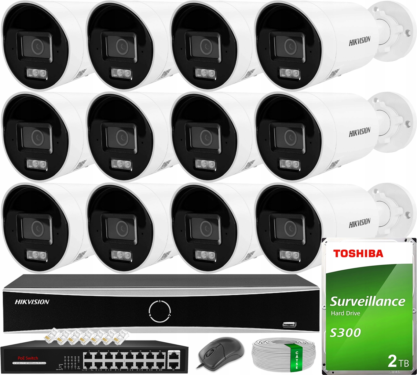 Monitorování na 12 kamer 6MPx s analýzou AcuSense Hybrid Disk 2TB Hikvision