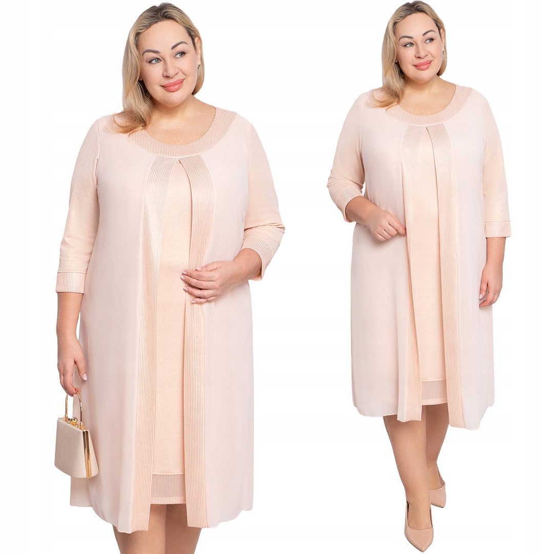 Pudrová lesklá šaty s plisováním 62