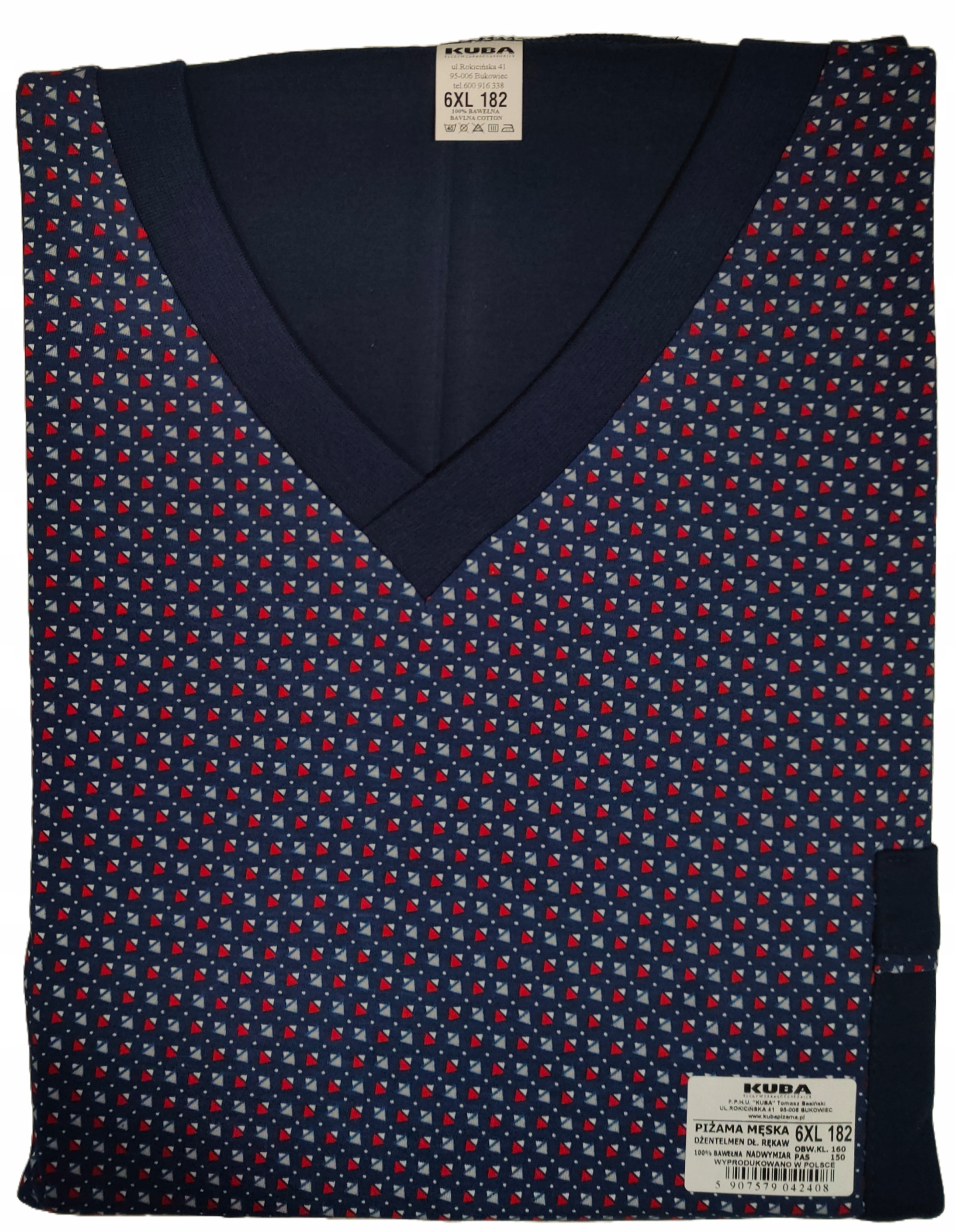 Velké Velikosti Pánské Pyžamo Přes Hlavu Bavlna 6XL, obvod 160 cm