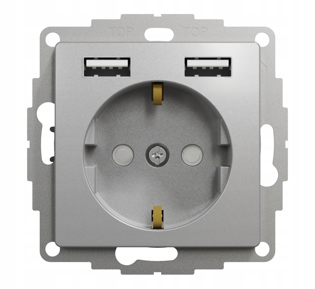 Schneider Sedna Design Zásuvka Schuko nabíjačka 2x Usb A 2.4A hliník