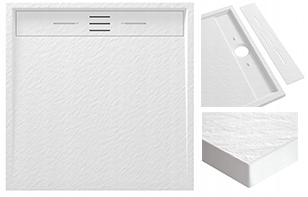 Bílá Čtvercová Sprchová Vanička 90 x 90 CM Viva Kompozit