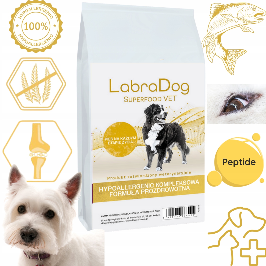 Levně LabraDog Vet Puppy Hypoallergen Hydrolyzovaný losos na slzné skvrny 3kg