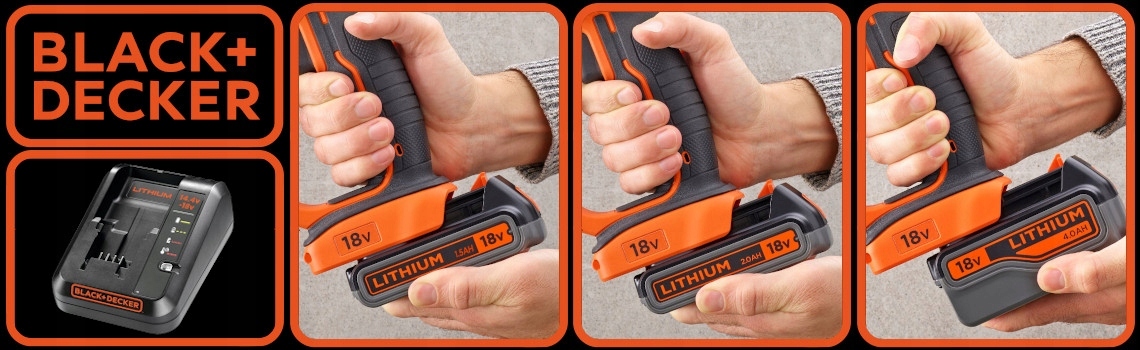 Akumulator 18V 2.0Ah Li-Ion + Ładowarka wielonapięciowa Black & Decker Kod producenta BDC1A; BL2018