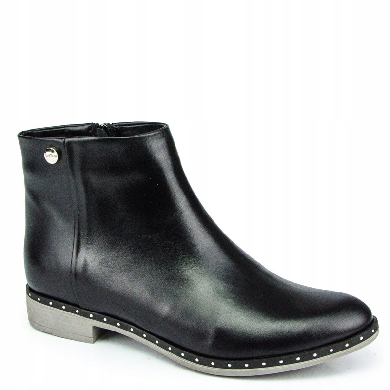 Carinii B5205 Kotníkové Boty Kůže Lico Černé 36