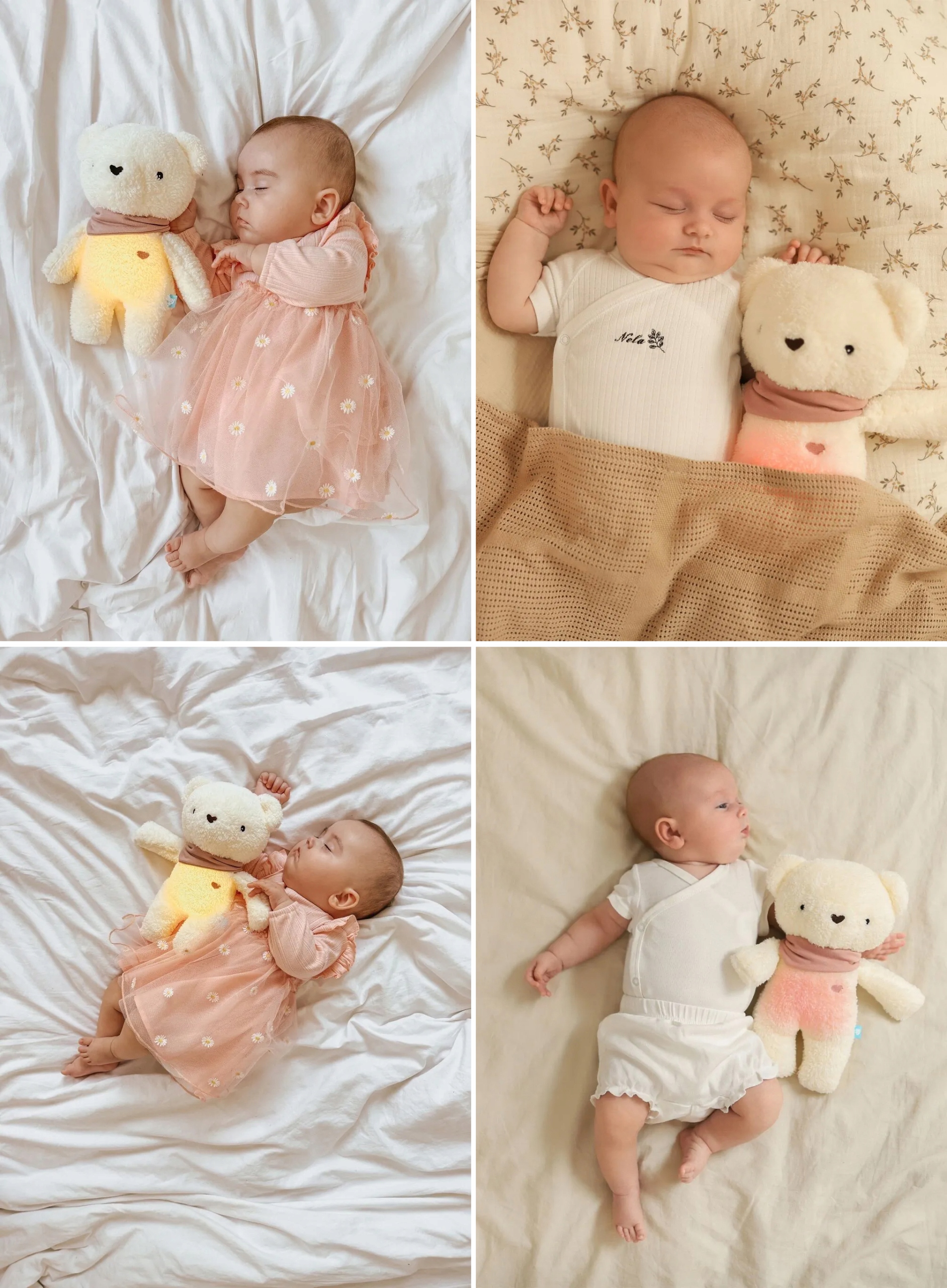 MIŚ SZUMIĄCY NA SEN MIŚ MISIEK 5W1 SZUM WIBRACJE MELODIE LAMPKA NOCNA Kolor dominujący ecru