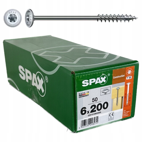 Tesařské Vruty 6x200 Spax Do Dřeva Torx 50 Ks